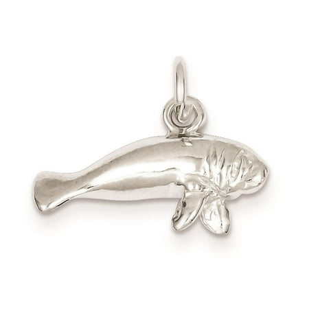 Manatee Solid Polished Charm Pendant 12mmx22mm 925 Sterling Silver