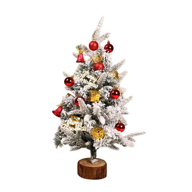 I Flocking Small Green Table Decoration Christmas Tree Mini Holiday Props With Battery Lamp Red Color 23.62 X 13.78 Inches