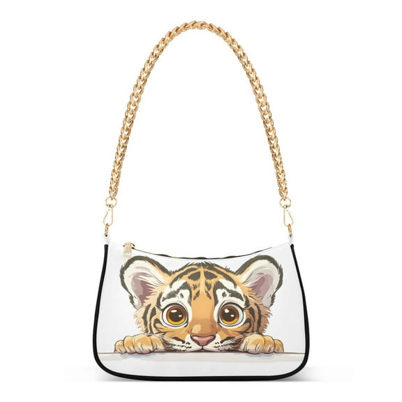 Ryvnso A Cute Tiger Womens Chain Shoulder Bag Tote Handbags Clutch Hobo Purse with Zipper for Travel