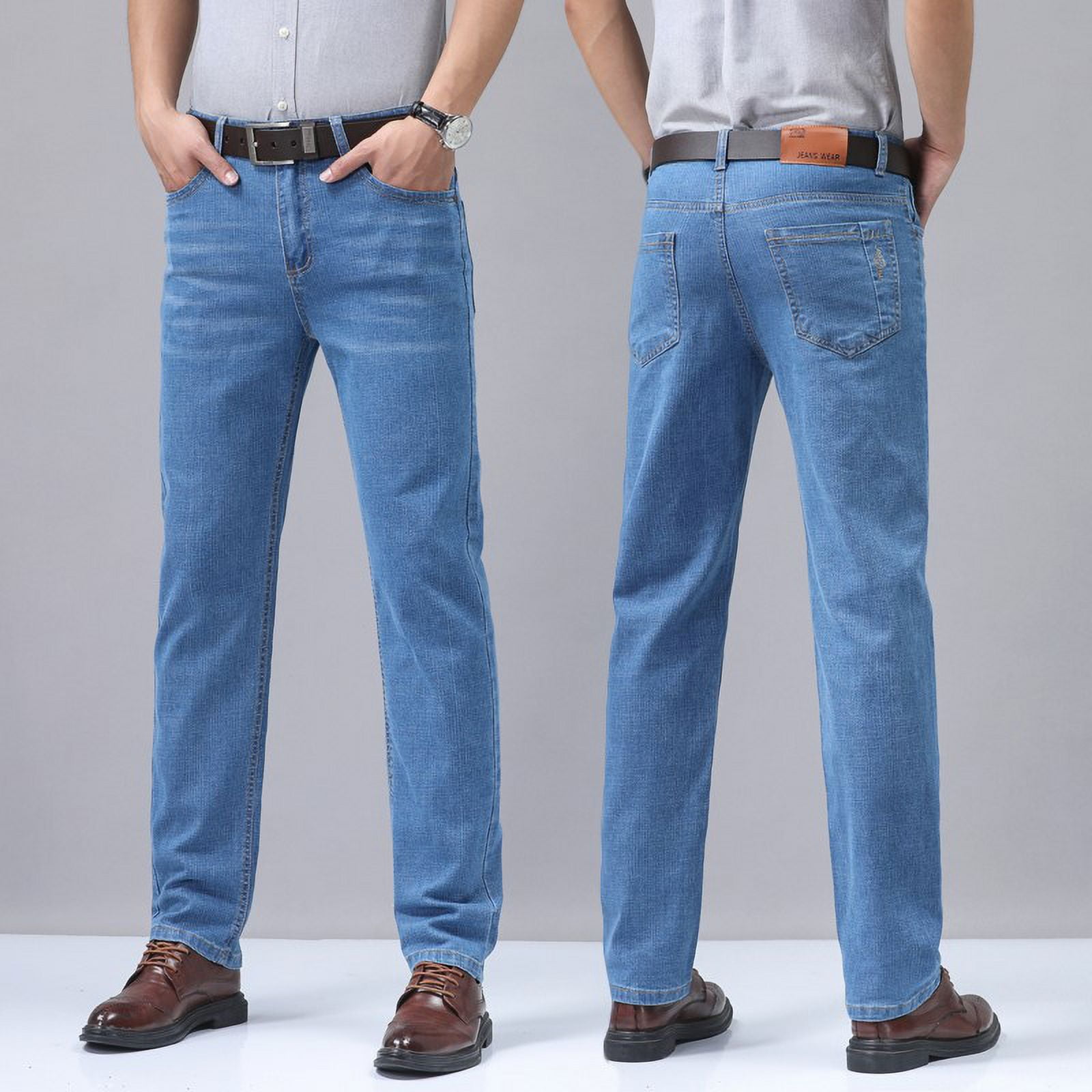 Men's Denim Jeans Thin Summer Straight Business Soft Fashion