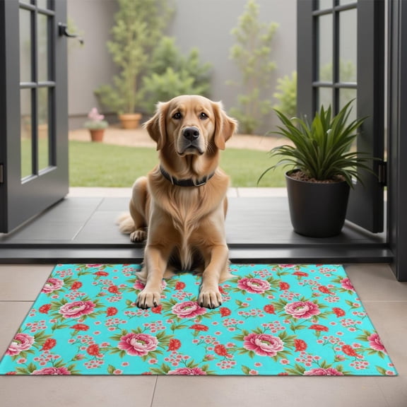 Pioneer Flower Floral Print Pattern Door Rugs,Washable Non Slip Door Mats Indoor,Decorative Door Mats,Entry Mat Indoor for Entrance,Bedroom,Kitchen,Bathroom,20"x32"