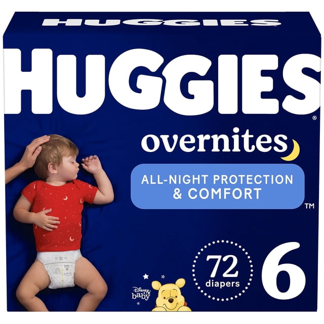 Pañales Huggies Overnites, talla 6, para bebés durante la noche, más de 35 libras y 72 unidades