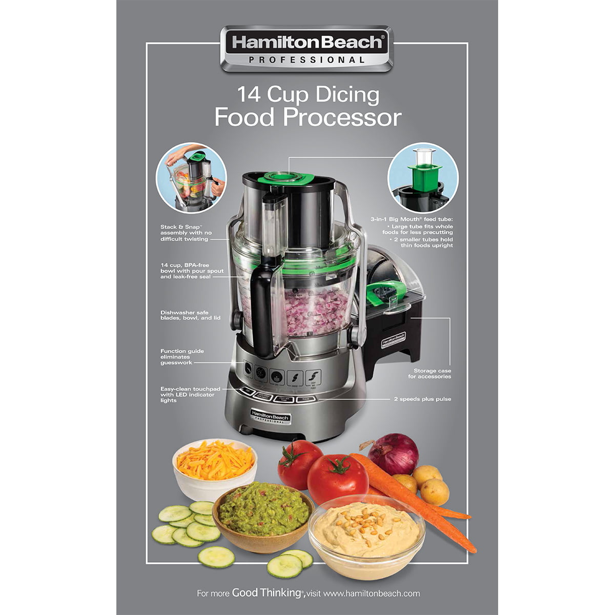 Hamilton Beach 14-Cup Stack & Snap Duo Food Processor