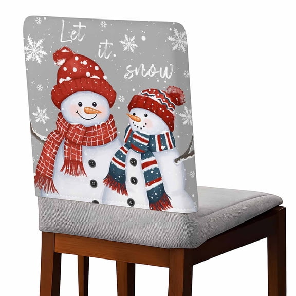 Christmas Snowman Chair Covers Set of 6 Snowflakes Hat Scarf Chair Back Covers Stretch Removable Washable Slipcovers Protector for Dining Room Kitchen Party Decor