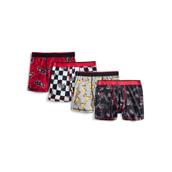 Wonder Nation Boys Underwear Racing Print Boxer Briefs, 4-Pack, Sizes S-XL