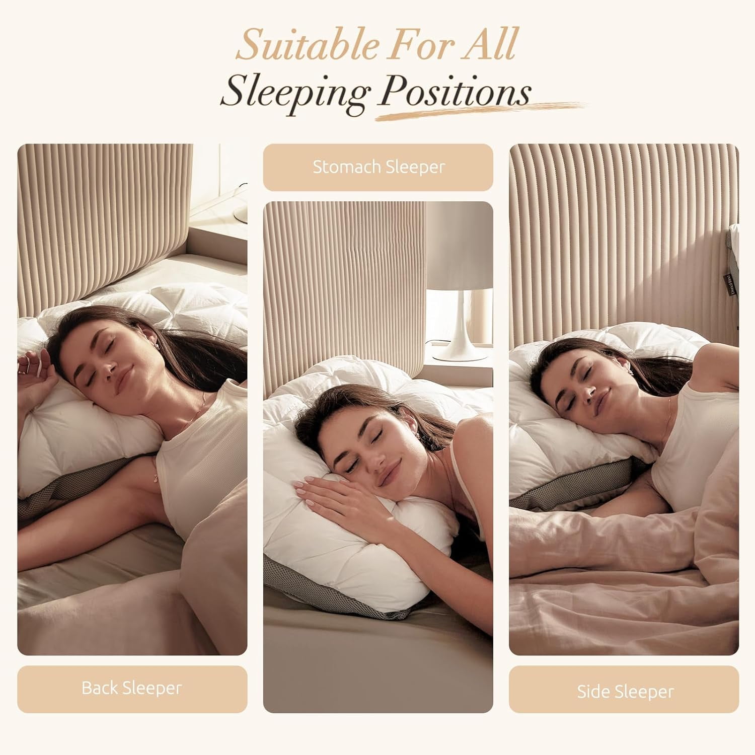 Hotel Cervical Pillow for Sleeping – Ergonomic Contour Neck Support Bed Pillow, Fluffy and Supportive for Side, Back & Stomach Sleepers