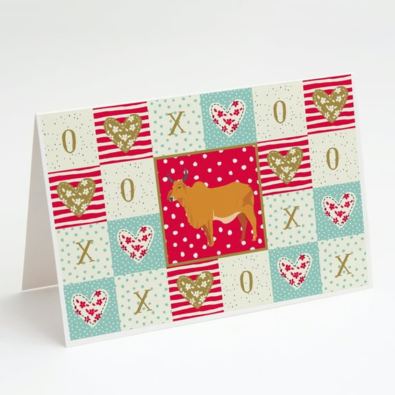 Zebu Indicine Cow Love Greeting Cards and Envelopes Pack of 8