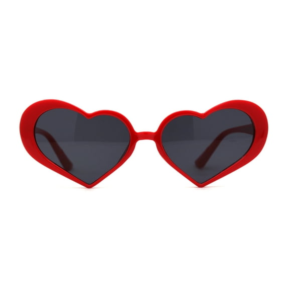 Retro Trendy Hippie Heart Shape Plastic Sunglasses Red Black