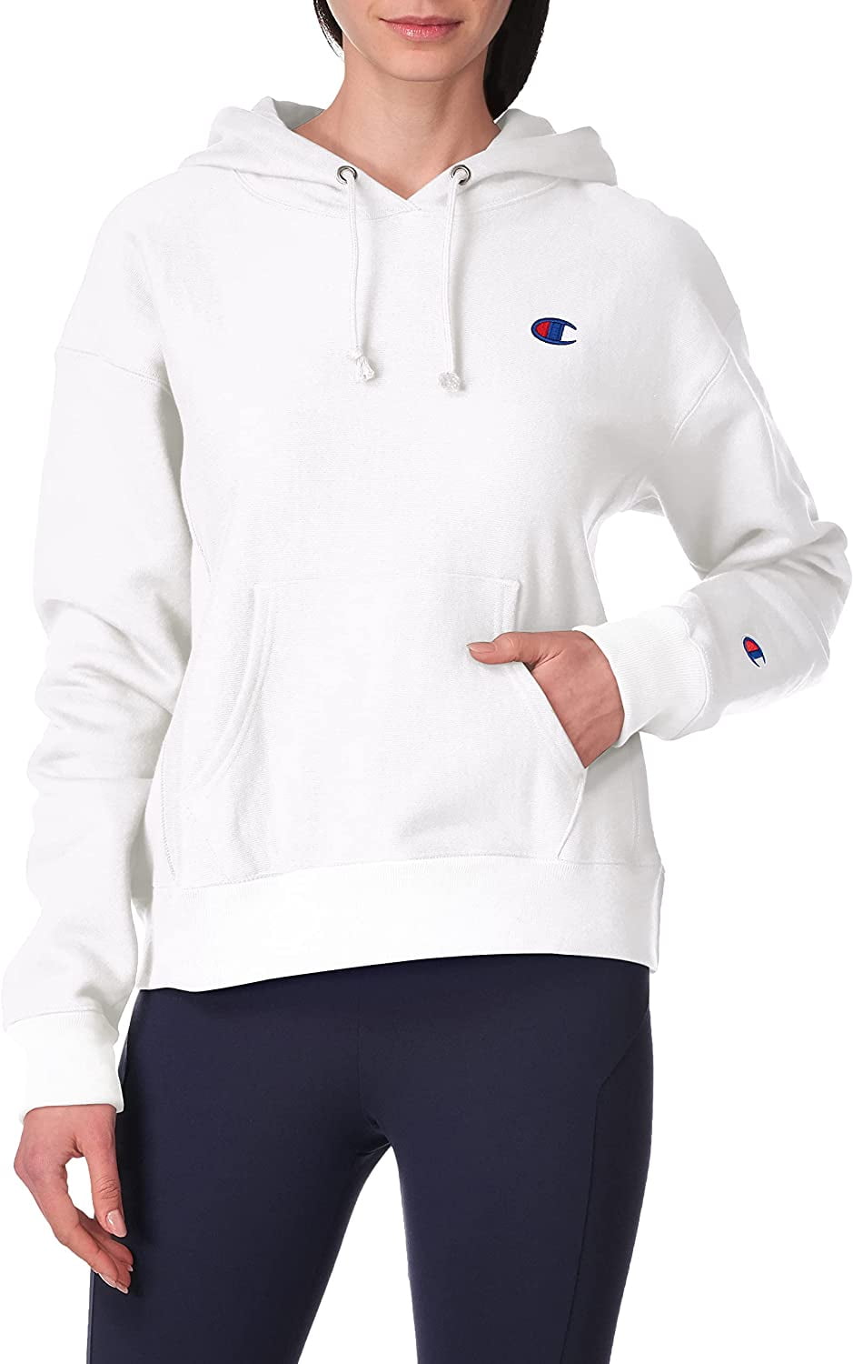 Champion Womens Relaxed Reverse Weave Hoodie, Left Chest Medium White-y06145 - Walmart.com