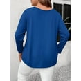 thumbnail image 4 of Womens Summer Cold Shoulder Tops Long Sleeve T Shirts Pullover -Strap Cutout Design Blouses Blue 5XL, 4 of 5