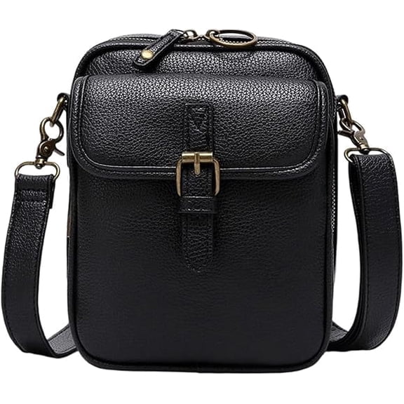 Leather Crossbody Bag for Women,Anti-Theft Messenger Bag with Large Capacity,Built-in Purse Card Slots Shoulder Sling Bag(Black)