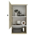 thumbnail image 4 of Nmkwnr Single Door Wall Cabinet with 1 Open Shelf and 2 Inner Shelves, White+Brown, 4 of 10
