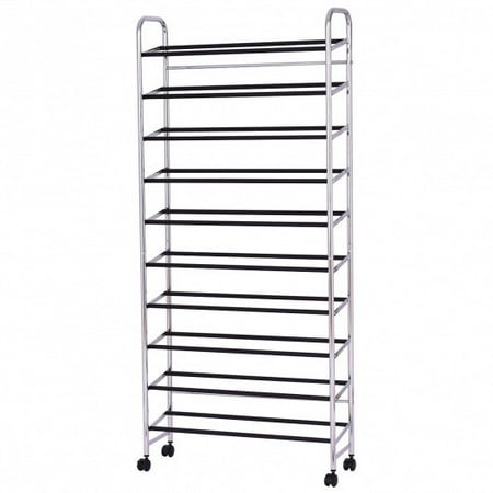 10-Tier 50 Pairs Rolling Shoe Rack with Wheel - Walmart.com