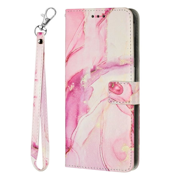 for Samsung S25 Ultra Wallet Case, Marble Pattern [Wrist Strap] Premium PU Leather Flip Card slot Protective Cover