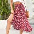 thumbnail image 1 of Falda Casual Falda Midi Irregular Falda Maxi Asimétrica para Mujer (Rojo M) FLhrweasw Para estrenar, 1 of 6