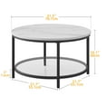 thumbnail image 6 of DWVO White Marble Round Coffee Table with Glass, 2-Tier Circle Coffee Table with Storage, White & Black, 6 of 6