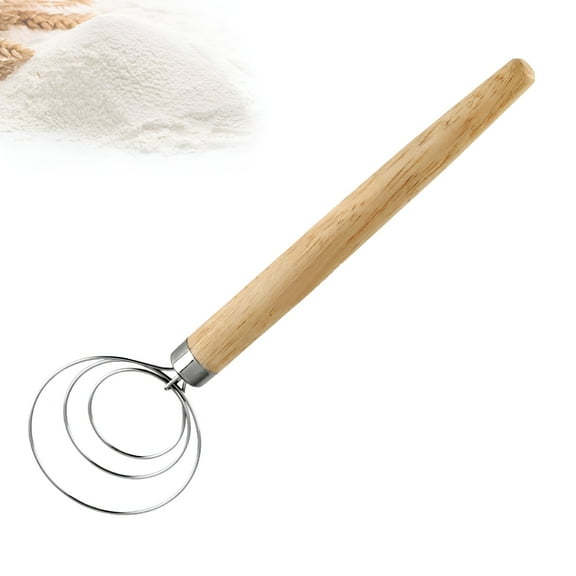 FACEGA 13"es Dough Whisk Stainless Steel Flour Mixer Food Grade Ring Dough Whisk Wooden Handle Baking Tool