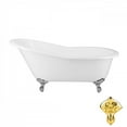 thumbnail image 2 of Mila 58 Inch Vintage Cast Iron Slipper Clawfoot Tub - Rim Faucet Drillings, 2 of 2
