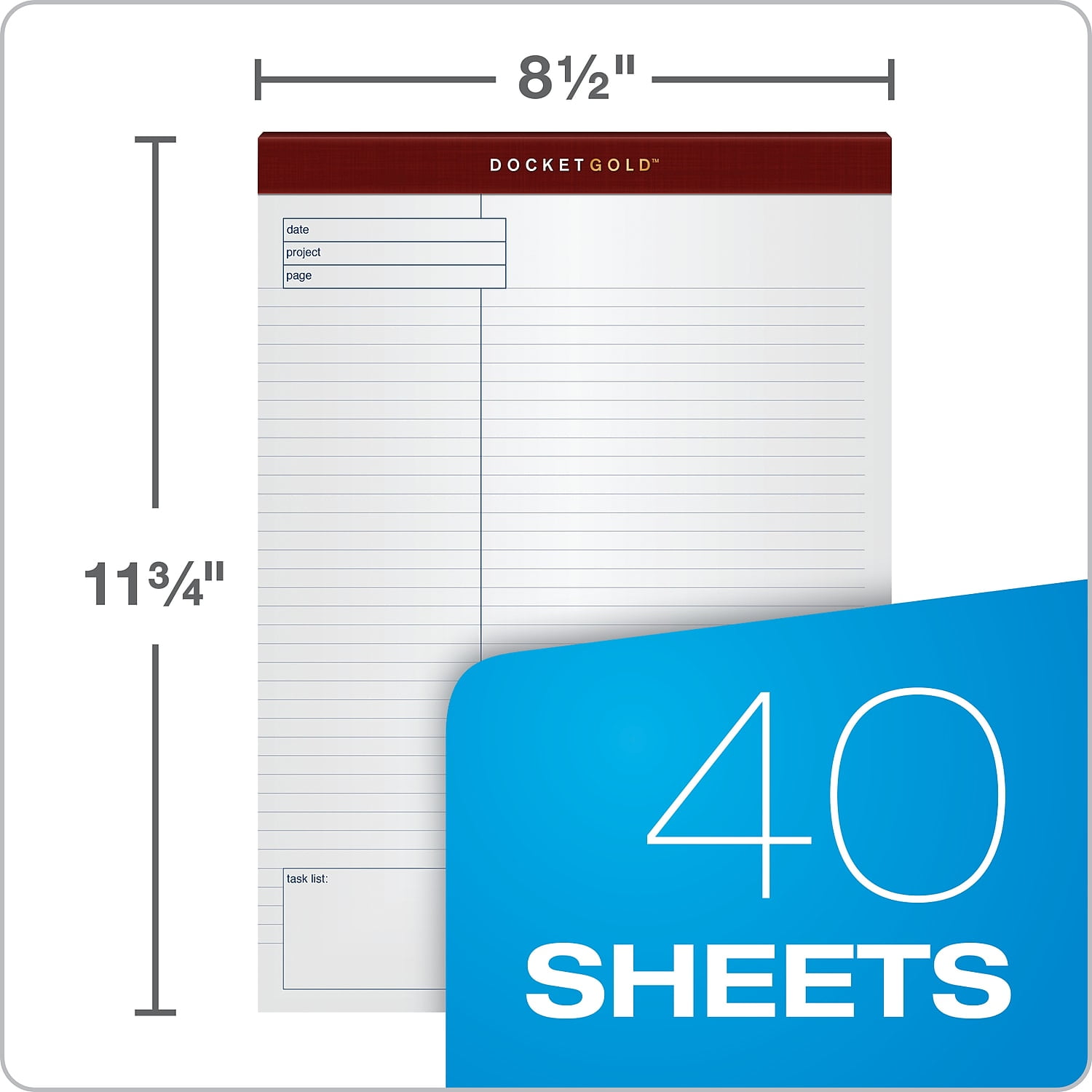 TOPS Docket Gold Planning Pad, Legal/Wide, 8 1/2 x 11 3/4, White, 40 Sheets, 4/Pack -TOP77102