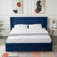thumbnail image 2 of Velets Oliver King Size Lift Up Bed Frame Storage Platform Bed with Wingback Headboard Upholstered Bed Frame, Velvet Fabric with Hydraulic Support Bars, Blue, 2 of 5