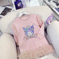 thumbnail image 3 of Vestido con capucha de manga larga con estampado de anime de Sanrio Kuromi, dulce y kawaii, camisa holgada de dibujos animados para niña, falda, ropa, regalos encantadores, juguetes, 3 of 4