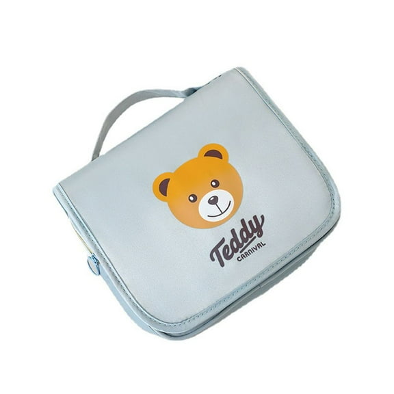 Cute Fashion Cartoon Wash Pouch Makeup Organizer Toiletry Bag Travel Cosmetic Pouch Makeup Case Make Up Bag Storage Bag Teddy Bear Cosmetic Bag BLUE