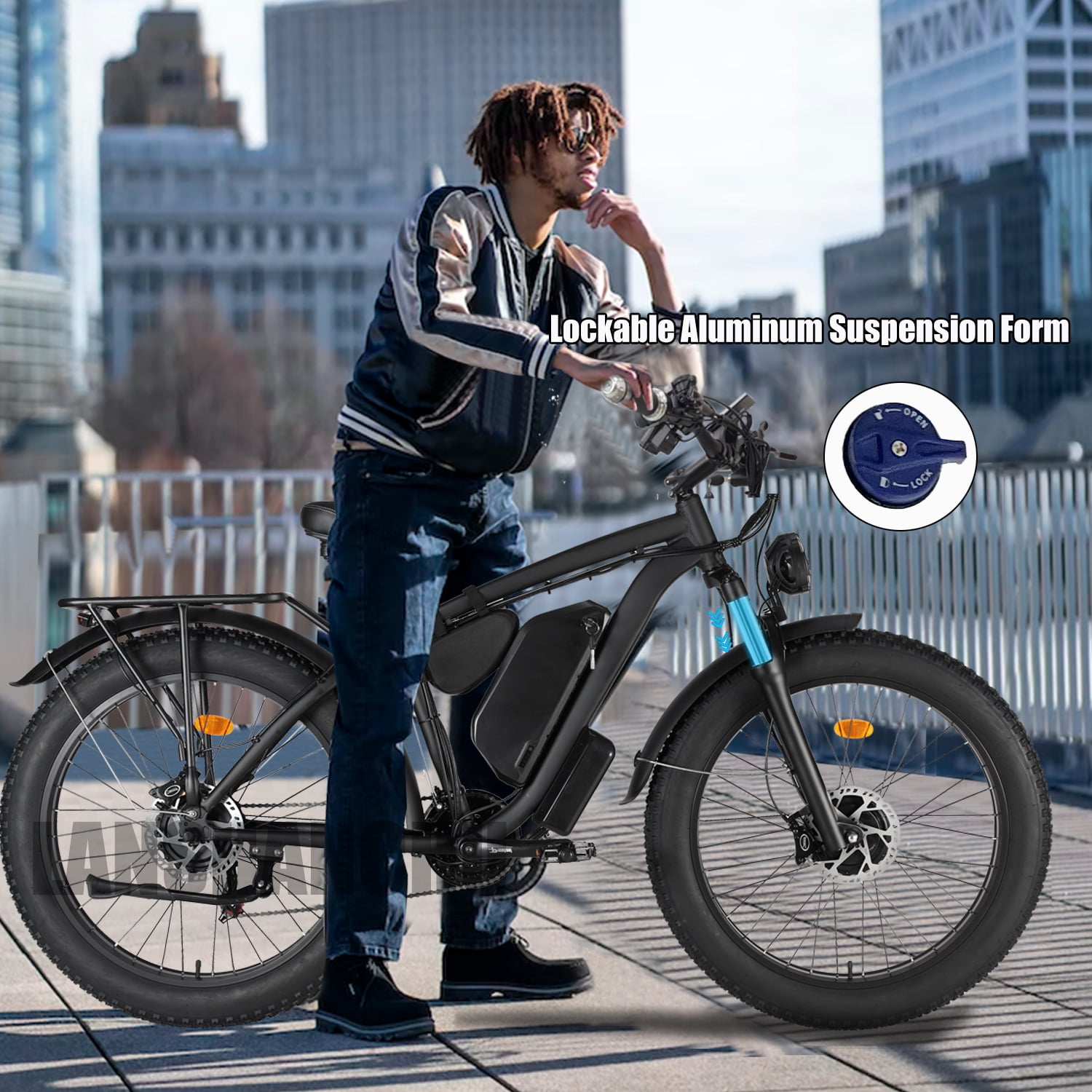 5000W Peak Dual Motor Ebike for Adults - 52V 30Ah Fast Electric Bike for Men Women 40 MPH,Up to 80 Miles,26" Fat Tire Lockable Suspension Electric Bicycle for Snow Off-Road Commuter Mountain E-Bike