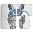 thumbnail image 1 of GOHAO Portrait Rabbit Helmet Drawn 3 Piece Bathroom Rugs Set Bath Rug Contour Mat and Toilet Lid Cover, 1 of 2