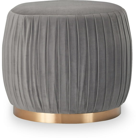 Adore Decor Jolie Modern Pleated Velvet Ottoman in Gray