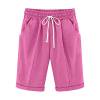 thumbnail image 1 of Plebaso Women's Knee Length Shorts Drawstring Casual Shorts with Pockets Solid Color Summer Beach Shorts, 1 of 3