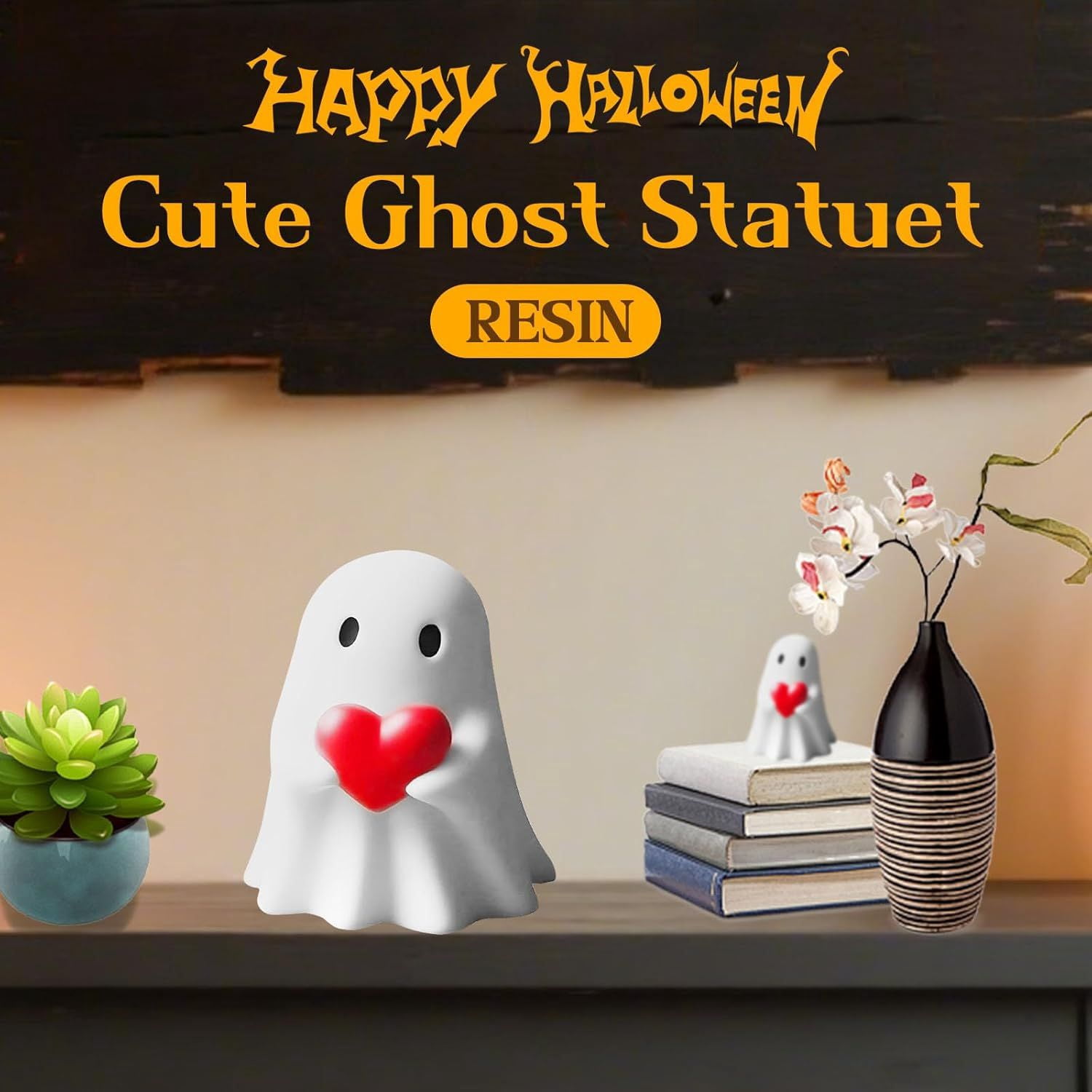 Handmade Resin Ghost Figurines for Halloween Home Decor and Gift Collection