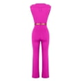 thumbnail image 5 of Kaemgyyd Jumpsuits for Women Fall Fashion V Neck Sleeveless Wide Leg Long Pants Rompers Fashion Work One-Piece Outfit, 5 of 5