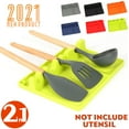 thumbnail image 2 of Spoon Holder Silicone Spatula Storage Rack 6 Slots Hanging Utensil Rest Kitchen Supply, Green, 2 of 8