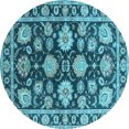 thumbnail image 1 of Ahgly Company Indoor Round Oriental Light Blue Traditional Area Rugs, 5' Round, 1 of 4
