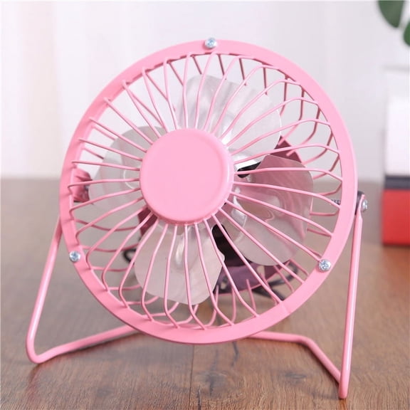 4 inch Mini USB Table Desk Personal Fan Metal Design Quiet Operation High Compatibility For Home Office & student dormitory (Pink)
