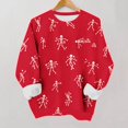 thumbnail image 2 of Dancing Skeletons Fun Halloween Graphic Sweatshirt Round Neck Long Sleeve Loose Fit Pullover Top Casual Fall Winter Daily Wear, 2 of 5