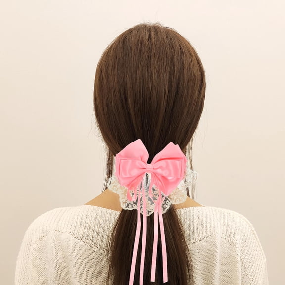 PAMINGONO 1Pcs Lace Hair Bows for Girls and Women Cute and Simple but Delicate