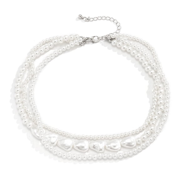 Faux Pearl Choker Elegant - Adjustable Simple Layered Necklace Clavicle Necklace