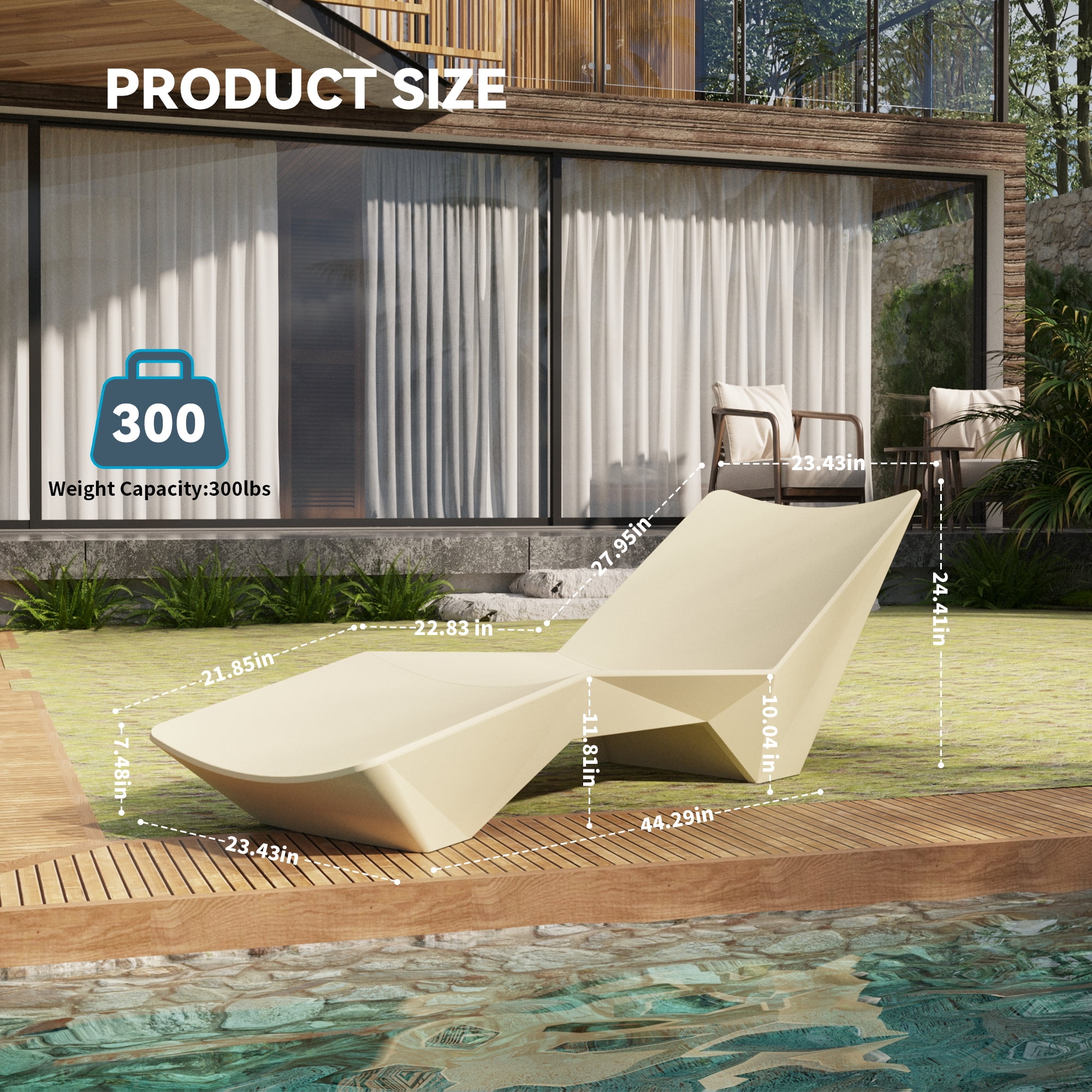 Quick Assembly S-Shaped Pool Lounger,Ergonomic, Breathable & UV-Resistant Outdoor Pool Chair with Anti-Float Sandboxes