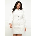 thumbnail image 3 of ELOQUII Elements Women's Plus Size Belted Denim Jacket Dress, 3 of 4