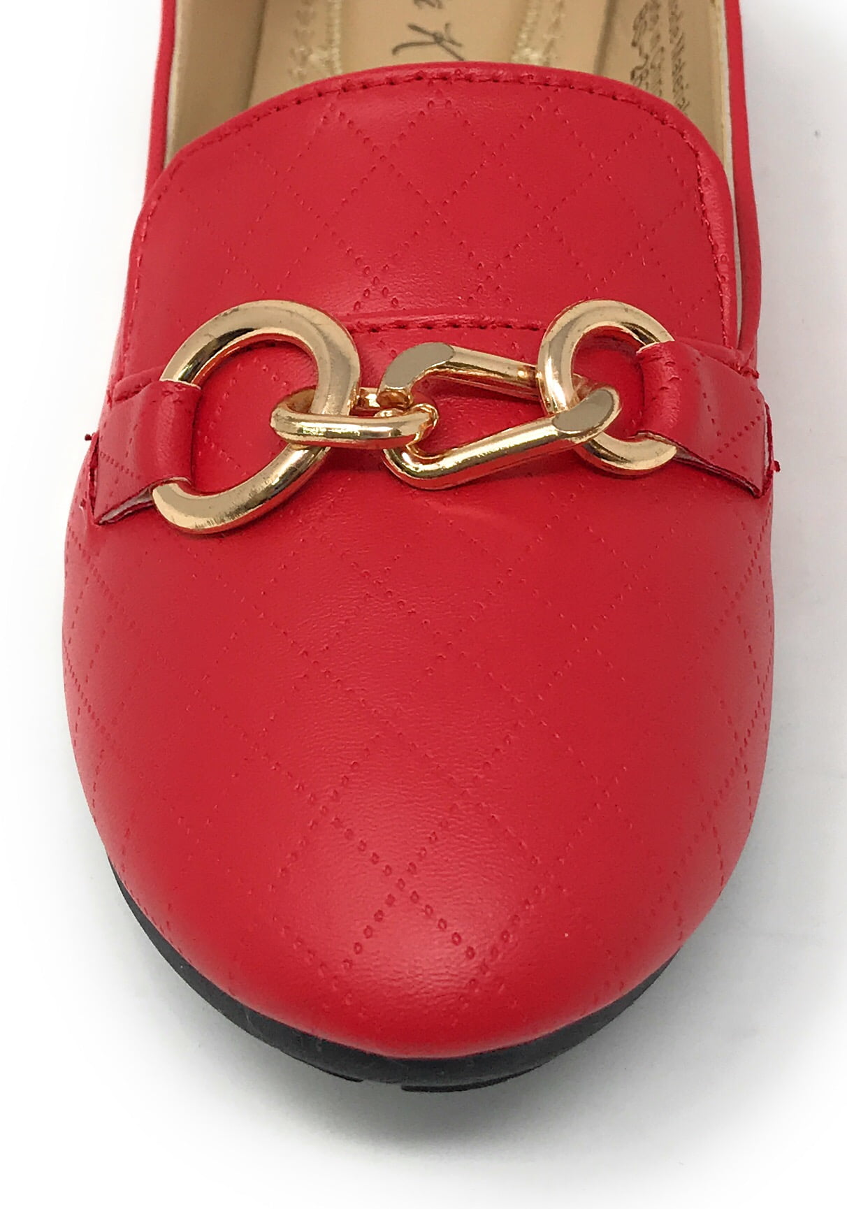 Victoria K Women's Foldover Quilted Gold Chain Ballerina Flats