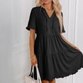 thumbnail image 2 of ClodeEU Women's V Neck Short Sleeve Tiered Swing Dress, Casual Loose Fit Summer Dress Black,Women's Plus XL, 2 of 6