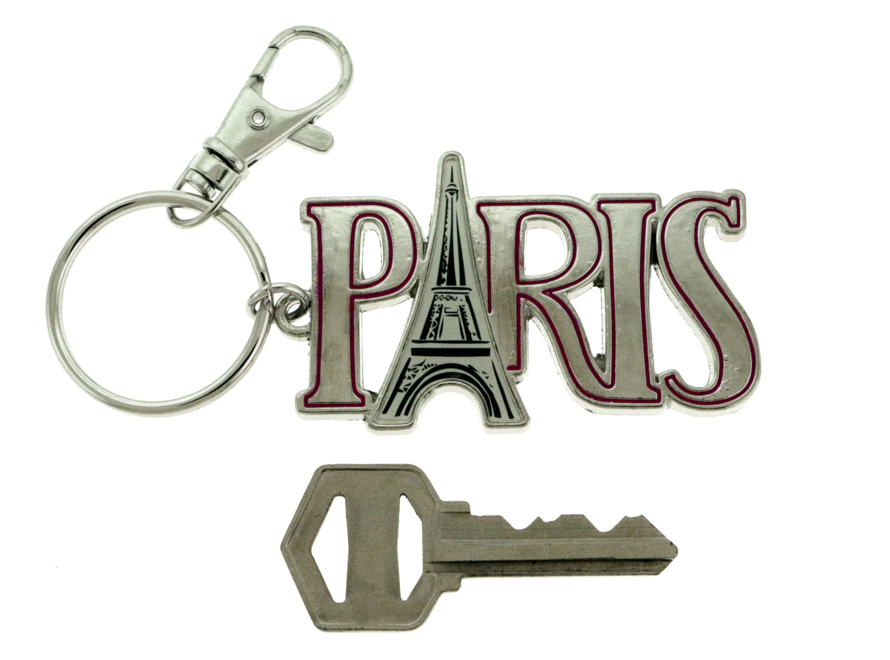 Paris Eiffel Tower Keychain - Metal Key Ring With Miniature Eiffel Tower & Paris Letters