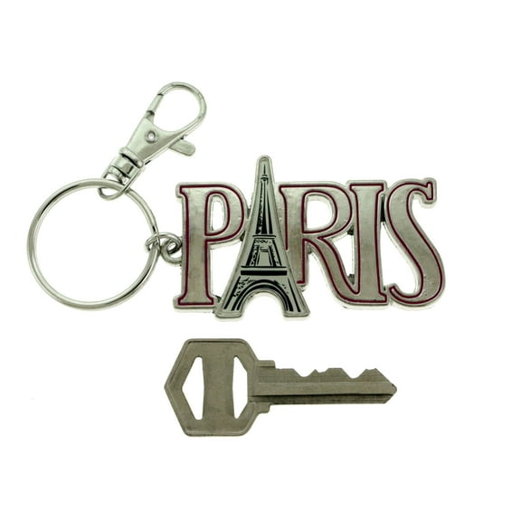 Silver-Tone Paris Eiffel Tower Split Ring Key Chain With Trigger-Snap KEKC6196