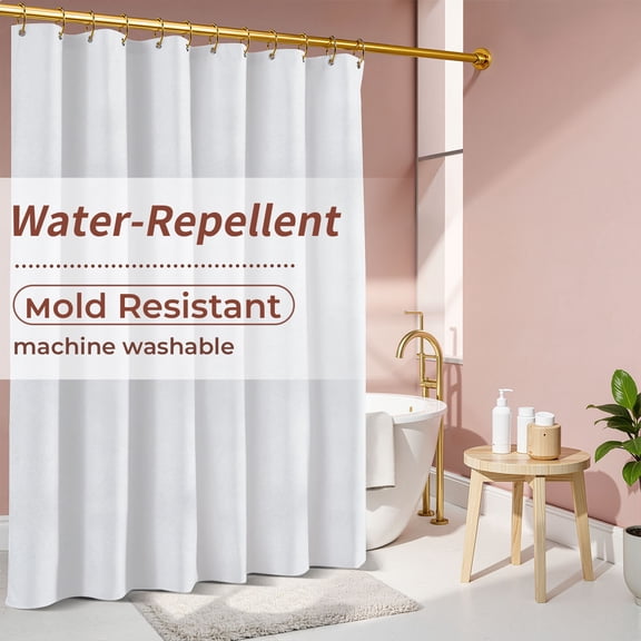 Yiannan Waterproof Fabric Shower Curtain Liner with 3 Magnets,Machine Washable,Mold Resitant,72x72, White