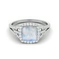 thumbnail image 1 of Bague Solitaire en Argent Sterling 925 3,82 Cts en Forme de Coussin en Pierre de Lune avec Accent pour Femme, 1 of 3