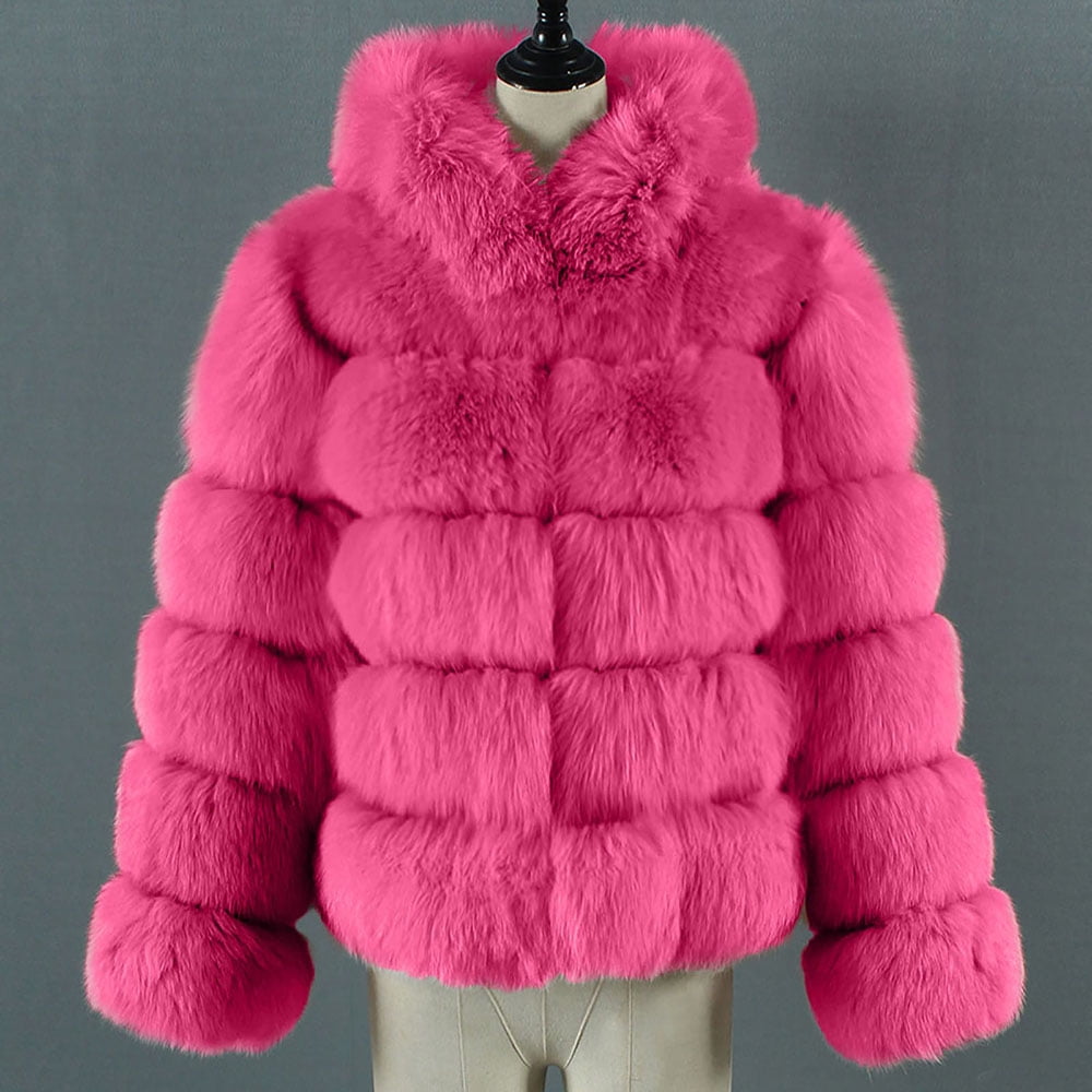 ジャケット・アウター S fur jacket short theredthread pink Winter Coats for Women Zpanxa Women Solid Color Long Sleeve