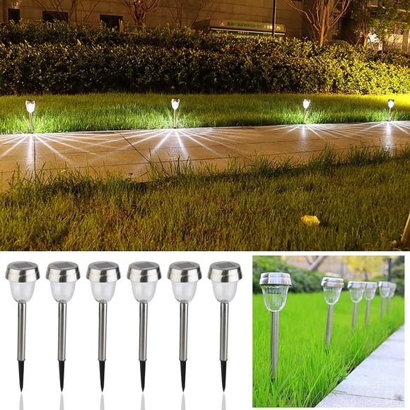 Dvkptbk Night Light Solar Outdoor Lights 6Pcs Solar Lights Stainless Steel Lampshade Led Light White Solar Lights for Patio Yard Walkway Home Decor