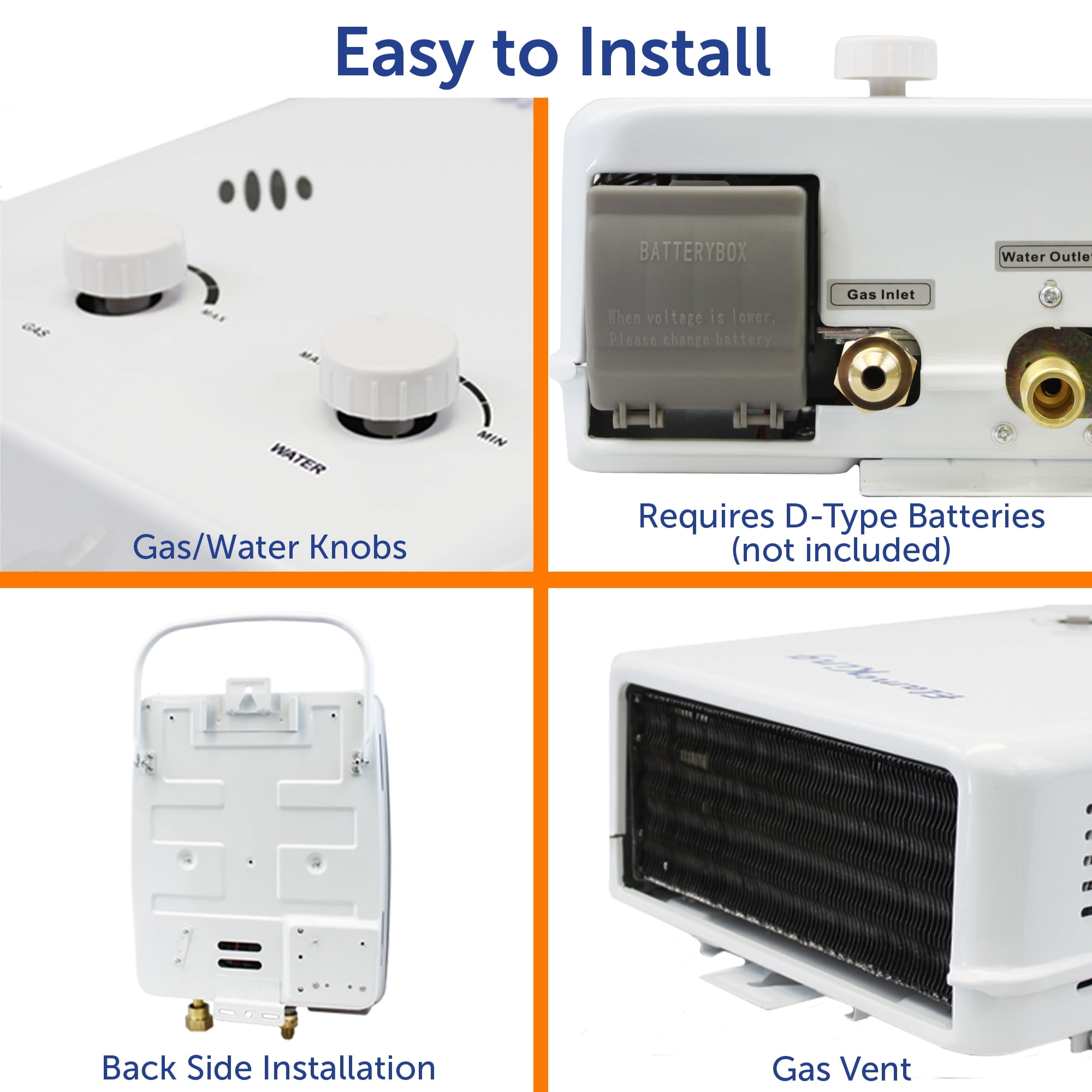 Flame King Portable Propane Tankless Water Heater 1.32 GPM & 34K BTU for Outdoor Showers, 5l