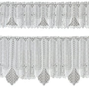Ustyle 2PCS/Set Lace Coffee Curtain Vintage Style Cafe Window Tier Translucent Curtain Kitchen Dining Room Home Decoration